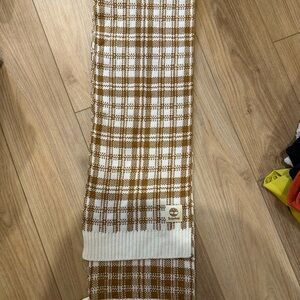 Timberland Brown and White Plaid Scarf